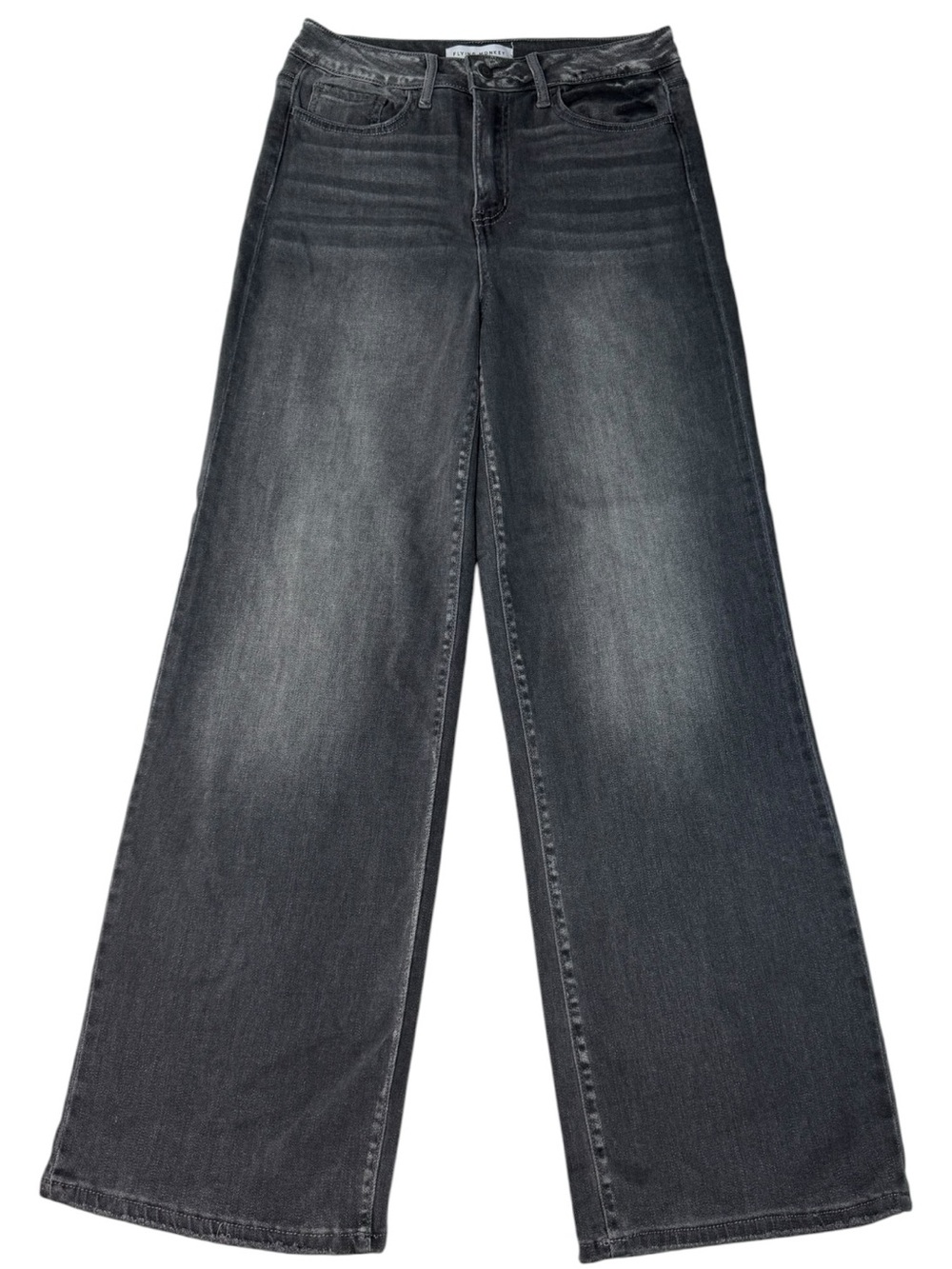 Flying Monkey Black Gray Wide Leg Jeans Size 27 High Rise Stretch